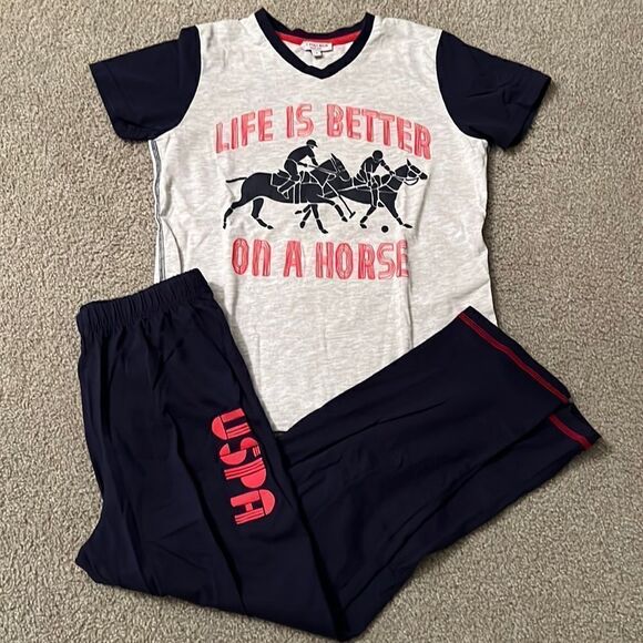 U.S. Polo Assn girls PJ set size 8 New - Picture 1 of 5